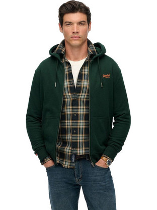 Superdry D1 Ovin Ανδρική Ζακέτα Φούτερ με Κουκούλα και Φερμουάρ Κυπαρισσί M2014128A-27E