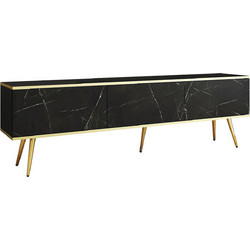 LH-homefurniture Έπιπλο Τηλεόρασης Μάρμαρο Μαύρο Μ175xΠ53xΥ32cm Oro