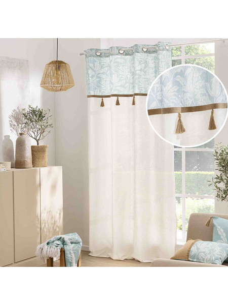 Douceur d'interieur Κουρτίνα Παραθύρου Floral με Τρουκς 140x240 Hera 1612688 Μπεζ Γαλάζια