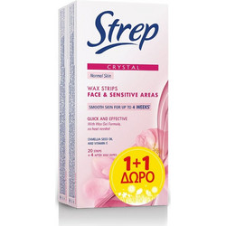 Strep Crystal Ταινίες Αποτρίχωσης για Μασχάλες Μπικίνι & Πρόσωπο για Ευαίσθητες Επιδερμίδες 2x20τμχ