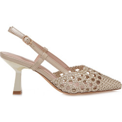 Seven Γόβες Slingback Δερμάτινες με Λεπτό Ψηλό Τακούνι Μπεζ U470V3034L46