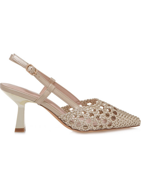 Seven Γόβες Slingback Δερμάτινες με Λεπτό Ψηλό Τακούνι Μπεζ U470V3034L46