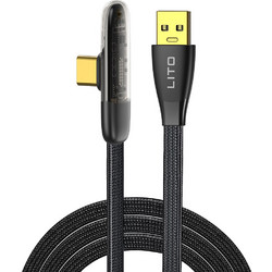 Lito LD11 Angle 90° Braided Flat USB-A to USB-C 1m Black 5949419245310