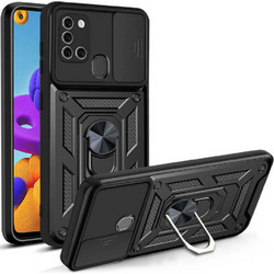 Bodycell Armor Slide Ring Holder Back Cover Black (Samsung Galaxy A21s)