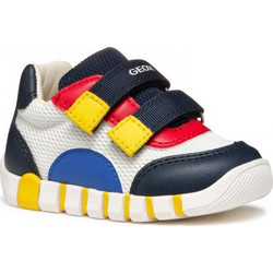 Geox Iupidoo Παιδικά Sneakers Μαύρα Λευκά Κόκκινα Μπλε B3555C01454C0899