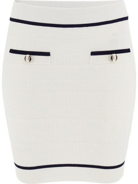 Guess Μίνι Φούστα Πλεκτή Ψηλόμεση Pencil Λευκή 5RGD005640Z-MCDM