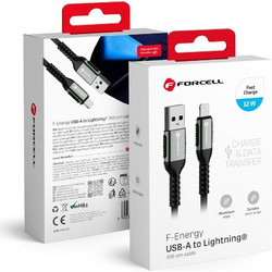 Forcell C257 Braided USB-A to Lightning Cable 12W 3m Black 5903396346361