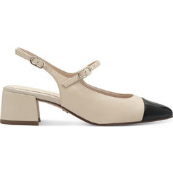Tamaris Γόβες Slingback Δερμάτινες με Χοντρό Χαμηλό Τακούνι Εκρού 1-29630-44-418