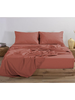 Nef-Nef Σεντόνι Υπέρδιπλο Βαμβακερό 240x270 Basic Teracotta
