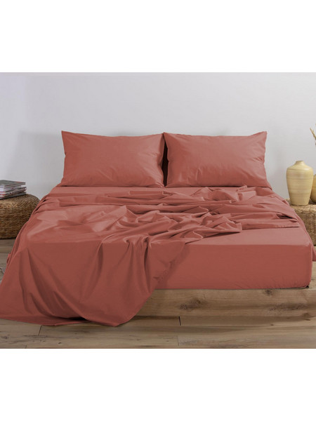Nef-Nef Σεντόνι Υπέρδιπλο Βαμβακερό 240x270 Basic Teracotta