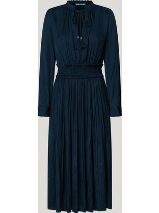 Pepe Jeans Coraline Midi Καλοκαιρινό Βραδινό Φόρεμα Σατέν Navy Μπλε PL953683-594