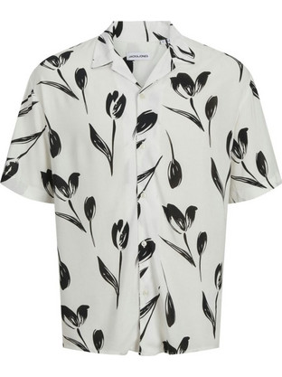 Jack & Jones Ανδρικό Πουκάμισο Φλοράλ Κοντομάνικο Κανονική Γραμμή Εκρού 12269082