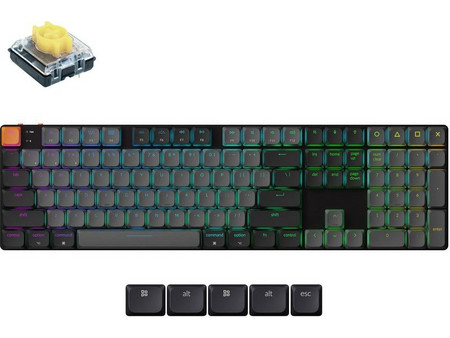 Keychron K5 V2 QMK Ασύρματο Μηχανικό Gaming Πληκτρολόγιο με Keychron Low Profile Banana Διακόπτες RGB Black Grey