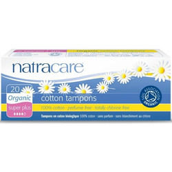 Natracare Organic Super Plus Ταμπόν για Αυξημένη Ροή 4 Σταγόνες από 100% Βαμβάκι 20τμχ