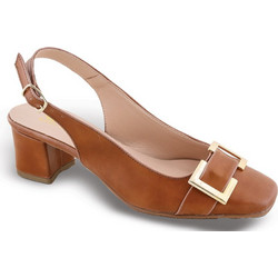 Blondie Γόβες Slingback Δερμάτινες με Χοντρό Χαμηλό Τακούνι Ταμπά 1014