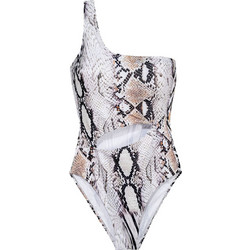 Solano Ολόσωμο Μαγιό Μονοκίνι με Έναν Ώμο Animal Print Μπεζ 40-2590