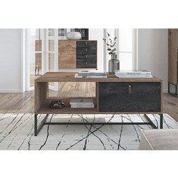 LH-homefurniture Τραπεζάκι Σαλονιού Ξύλινο με Μεταλλική Βάση Μ104xΠ68xΥ44cm
