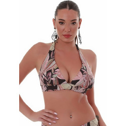 Bluepoint Bikini Top Τριγωνάκι Floral Μαύρο Ροζ 25066073D-02
