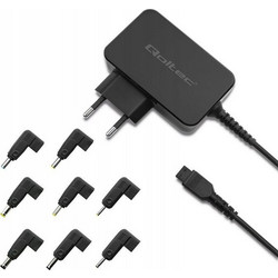Qoltec 51018 USB-C Φορτιστής Laptop 30W με Ενσωματωμένο Καλώδιο Τροφοδοσίας και Σετ Βυσμάτων