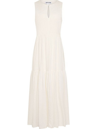DKNY Maxi Καλοκαιρινό Καθημερινό Φόρεμα Λινό Λευκό DJ5D9059-IVY