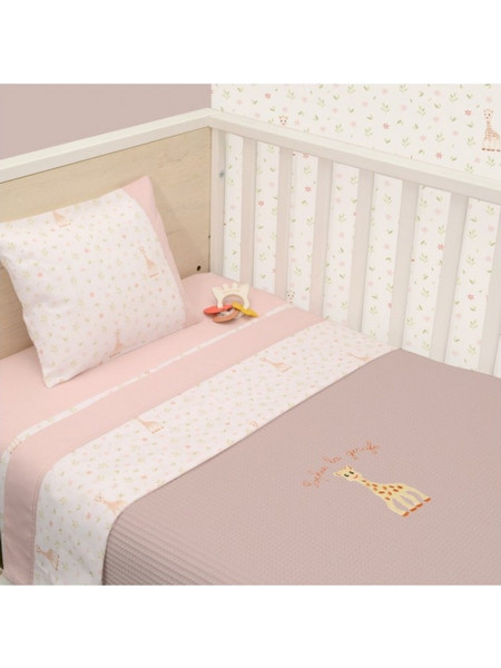 Sophie La Girafe Des 502 Κουβέρτα Κούνιας Πικέ 100x140 Ροζ