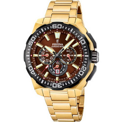 Festina Ανδρικό Ρολόι Χρονογράφος με Χρυσό Μεταλλικό Μπρασελέ F20727/3