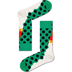 Happy Socks Santas Beard Χριστουγεννιάτικες Βαμβακερές Γυναικείες Κάλτσες με Σχέδια Εκρού Πράσινες P000258