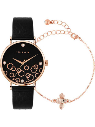 Ted Baker Γυναικείο Ρολόι με Μαύρο Δερμάτινο Λουράκι BKG028400