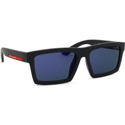 Prada PSA07S 1BO05U Ανδρικά Γυαλιά Ηλίου Τετράγωνα Κοκάλινα Μαύρα με Μπλε Φακό