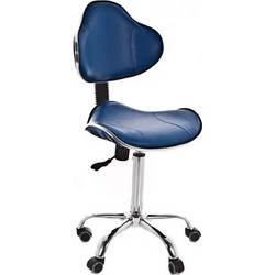 Quirumed Τροχήλατο Ιατρικό Σκαμπό με Πλάτη Μπλε QM9933B