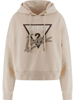 Guess Icon Γυναικείο Φούτερ με Κουκούλα Εκρού W4BQ06KB683-G1M5