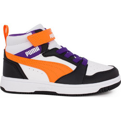 Puma Rebound V6 Παιδικά Sneakers Μποτάκια Μαύρα Μωβ Πορτοκαλί 393832-34