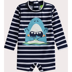 Dpam Stripped Shark Αντηλιακό UV Βρεφικό Μαγιό Ολόσωμο για Αγόρι Μαύρο Λευκό 25SI10N6MAI