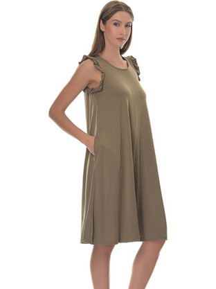 PNN Nightwear Midi Καλοκαιρινό Καθημερινό Φόρεμα Καφέ 0253-0024