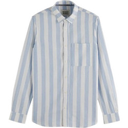 Scotch & Soda Ανδρικό Πουκάμισο Βαμβακερό Ριγέ Μακρυμάνικο Κανονική Γραμμή Γαλάζιο 180131-7895