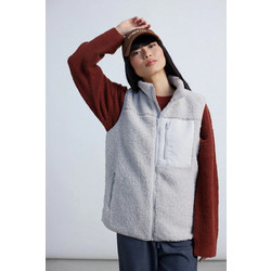 24colours Γυναικεία Ζακέτα Fleece Μακριά με Φερμουάρ Γκρι 90467B