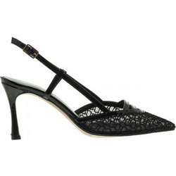 Mourtzi Γόβες Slingback Δερμάτινες με Λεπτό Ψηλό Τακούνι Μαύρες 75/71609