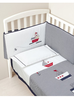 Prenatal New Marine Σετ Κούνιας White/Navy Blue 4τμχ