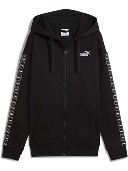 Puma Essentials Tape Γυναικεία Ζακέτα Φούτερ Μακριά με Κουκούλα και Φερμουάρ Μαύρη 688097-01