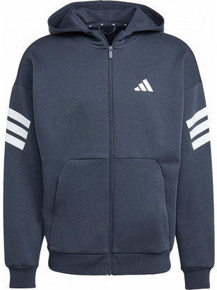Adidas Ανδρική Ζακέτα Φούτερ με Κουκούλα και Φερμουάρ Navy Μπλε JW7107