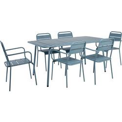 Woodwell Brio Slat Σετ Τραπεζαρία Κήπου Μεταλλικό 7τμχ Μπλε Ε546,2S