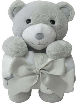 FreeON Bear Κουβέρτα Αγκαλιάς Fleece με Λούτρινο 75x90 Γκρι