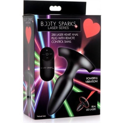 XR Brands Booty Sparks Heart Laser Small Πρωκτική Σφήνα Ασύρματη με Δόνηση 12cm Μαύρη