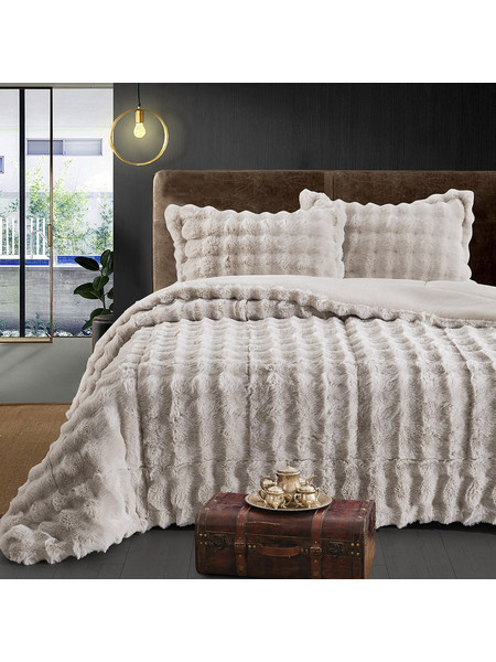 Beauty Home Κουβερτοπάπλωμα Υπέρδιπλο 220x240 Art 12663 Μπεζ