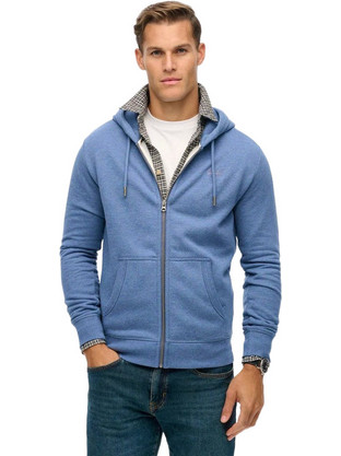 Superdry Ανδρική Ζακέτα Φούτερ με Κουκούλα και Φερμουάρ Μπλε M2014128A-2AY