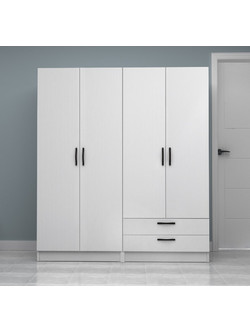 Megapap Τετράφυλλη Ντουλάπα Ρούχων Vivian Λευκή 160x51.8x181cm GP100-0113,1