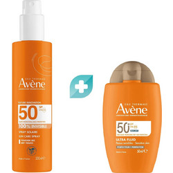 Avene Invisible Sun Care Spray SPF50 200ml + Ultra Fluid Perfector Tinted SPF50 50ml