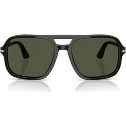Persol PO3328S 95/31 Ανδρικά Γυαλιά Ηλίου Μάσκα Κοκάλινα Μαύρα με Πράσινο Φακό