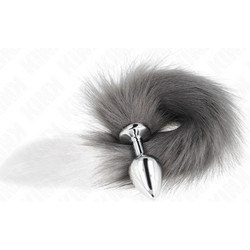 Kink Medium Πρωκτική Σφήνα Tail Plug 8cm Λευκή Γκρι D-240671