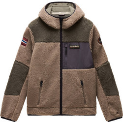 Napapijri Ανδρική Ζακέτα Fleece με Κουκούλα και Φερμουάρ Μπεζ NP0A4GNSMCD1